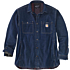 Afslappet pasform denim fleece foret skjorte foran